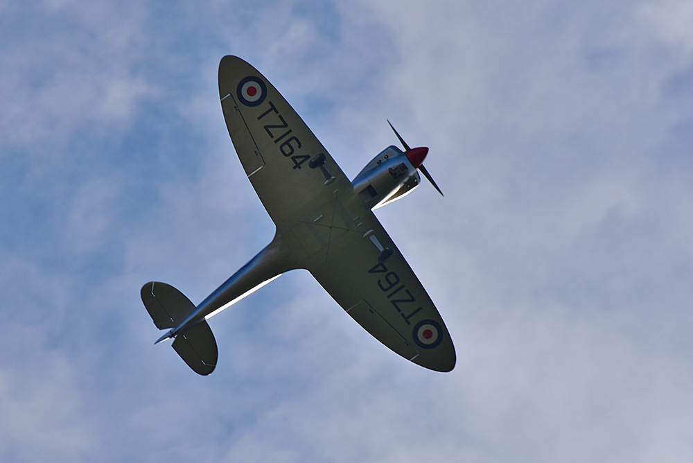 Picture of a Spitfire plane from below