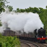 Picture of the Flying Scotsman steam locomotive approaching