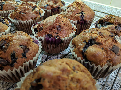 Picture of Blueberry & Dark Chocolate Chip Muffins (after baking)