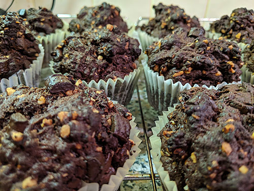 Picture of Dark Chocolate and Almond Muffins on a rack